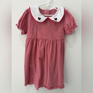Charming Striped Kids Dress with Embroidered Collar